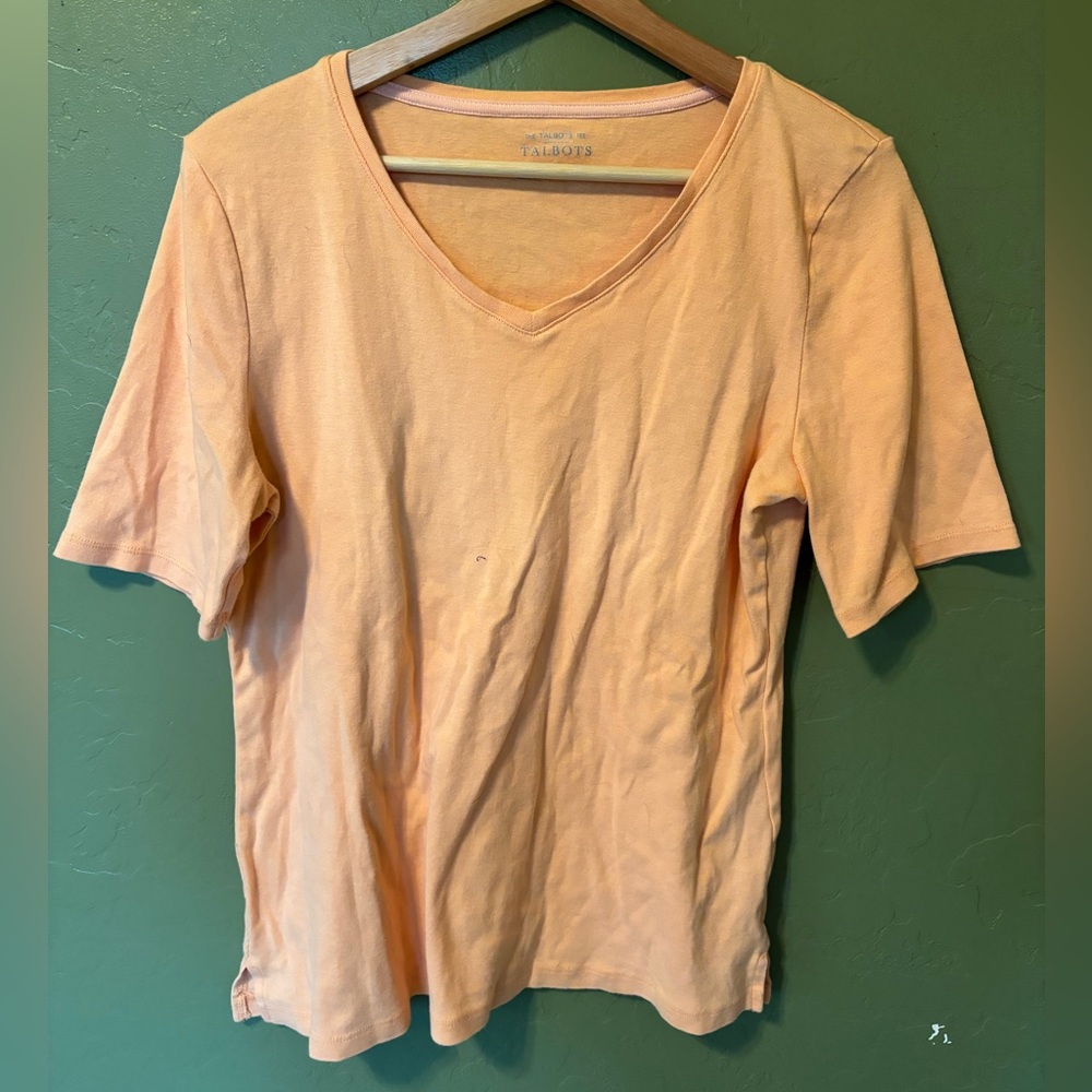 Talbots Peach V-neck Tee